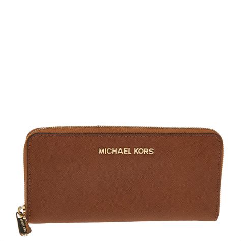 michael kors wallet womens brown|Michael Kors brown leather wallet.